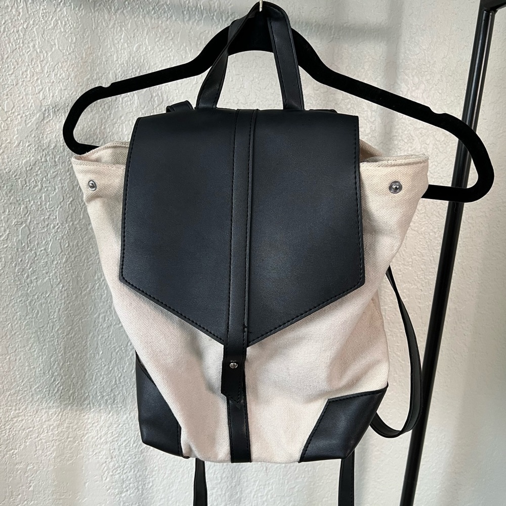Cream Canvas Backpack Purse